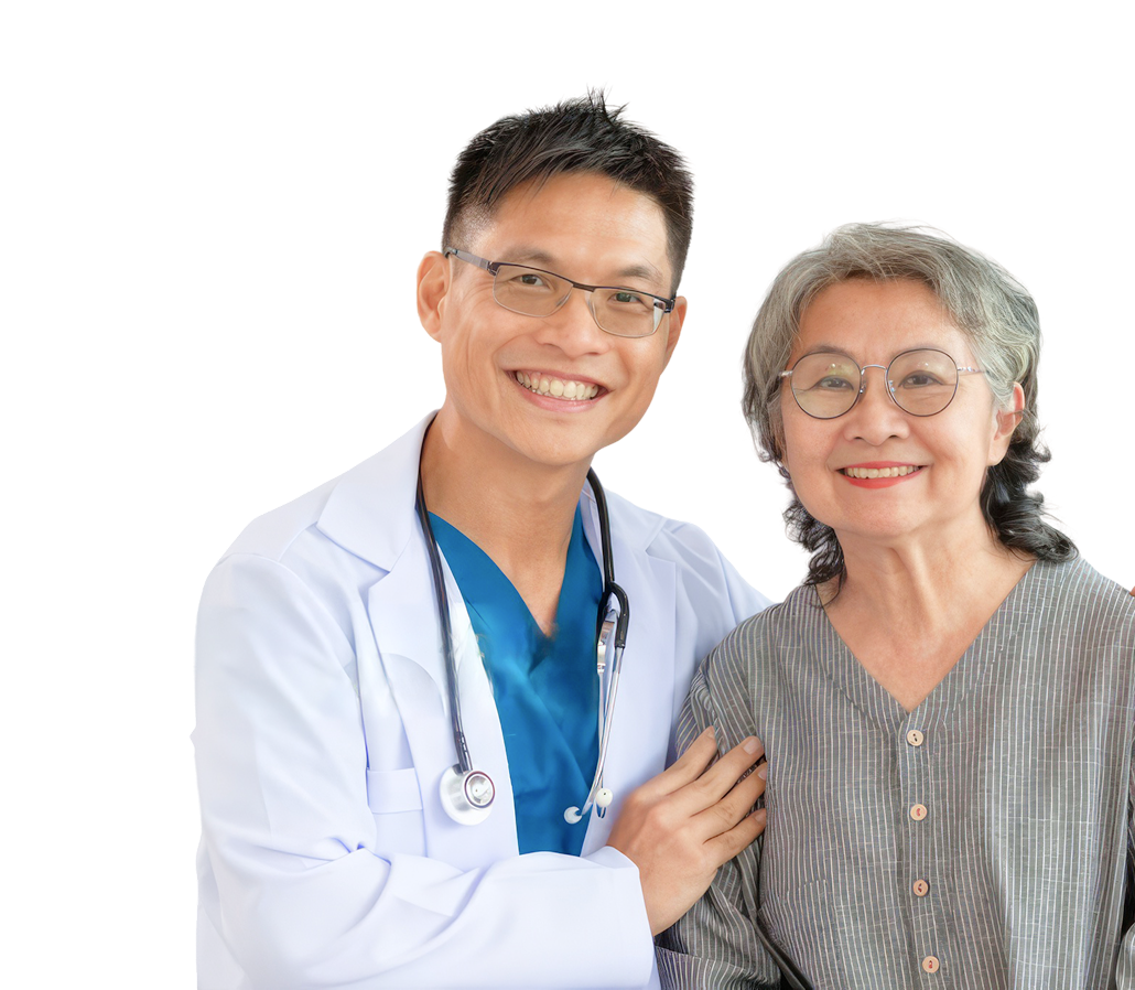 Dr. Hoan Tran with a patient